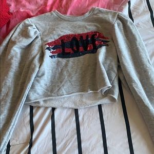 ZARA LOVE LONG SLEEVE CROP TOP